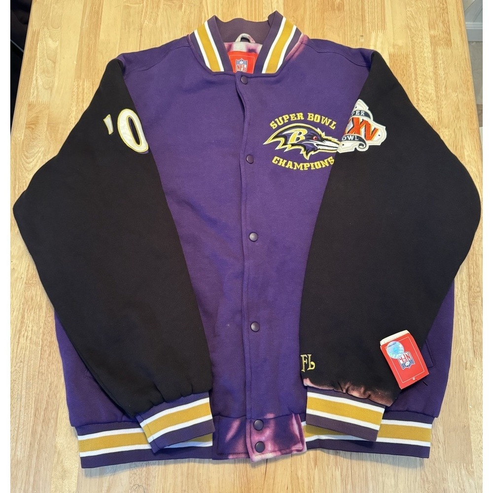 NFL Baltimore Ravens‎ Super Bowl XXXV Champions Varsity Jacket Size XL DAMAGED